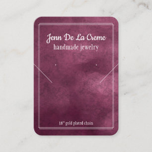 White Print Purple Jewel Tones Jewellery Display Calling Card
