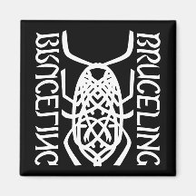 White Print Square Magnet