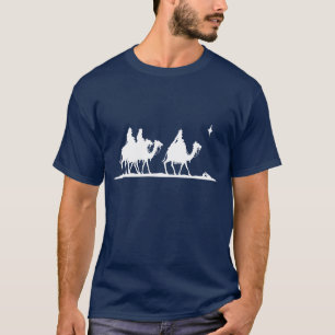 White Print Three Wise Men On Camels T-Shirt