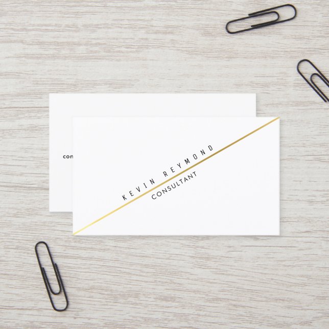 White pro business card with diagonal gold line (Front/Back In Situ)