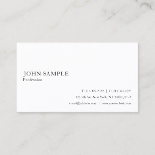 White Professional Clean Plain Elegant Modern Business Card