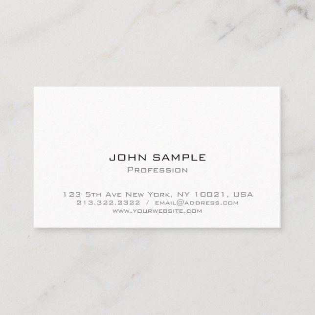 White Professional Elegant Modern Simple Business Card (Front)