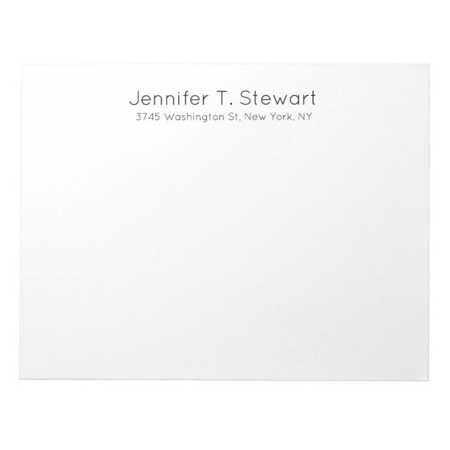 White Professional Elegant Simple Notepad (Front)