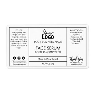 White Professional Face Serum Labels