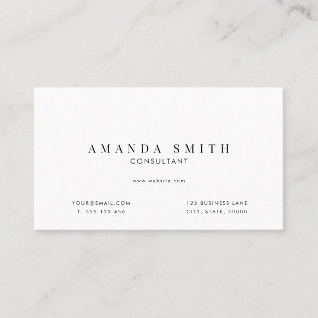 White Professional Modern Minimal Business Card (Front)