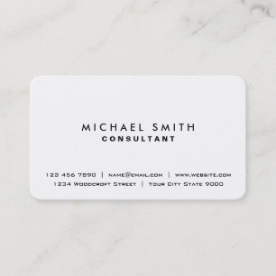 White Professional Plain Elegant Simple Modern Business Card
