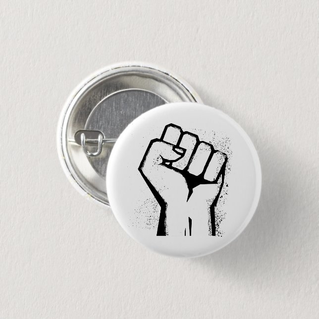 White Protest Fist 3 Cm Round Badge (Front & Back)