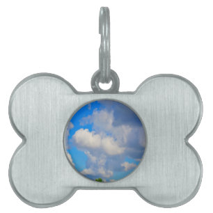 White Puffs in The Sky Pet Name Tag