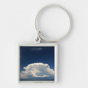 White Puffy Cloud Photo Key Ring