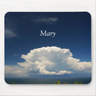White Puffy Cloud Photo Mouse Pad