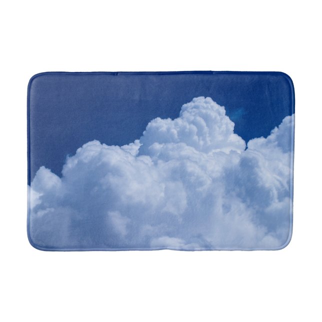 White puffy clouds and blue sky bath mat (Front)