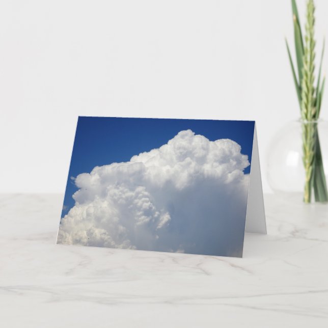 White Puffy Clouds in Blue Sky Background Card (Front)