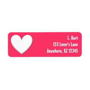White Puffy Heart Return Address Label