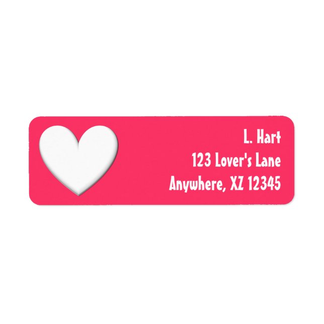 White Puffy Heart Return Address Label (Front)