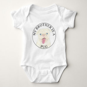 White Pug Dog Baby Bodysuit