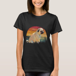 White Pug Retro Oil Paint Design Classic T-Shirt 3