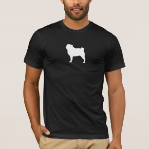 White Pug Silhouette   Cool Dog Lover's T-Shirt