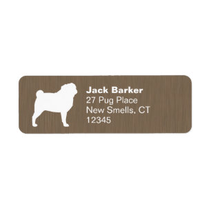 White Pug Silhouette Return Address Label