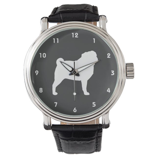 White Pug Silhouette Watch (Front)