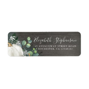 White Pumpkin and Baby's Breath Rustic Fall Return Address Label