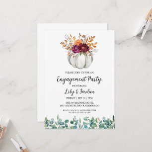White Pumpkin and Greenery Fall Engagement Party Invitation