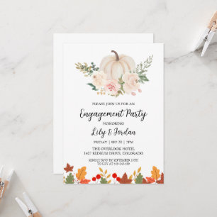 White Pumpkin and Greenery Fall Engagement Party Invitation