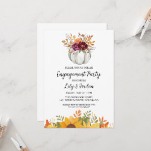 White Pumpkin and Greenery Fall Engagement Party Invitation
