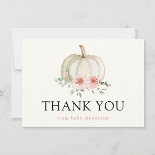 White Pumpkin and Pink Florals Thank You
