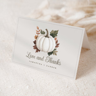White Pumpkin Autumn Baby Shower Thank You Card