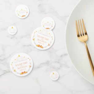 White Pumpkin Autumn Twins Baby Shower Confetti