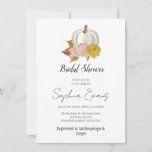 White Pumpkin Autumn White Bridal Shower Invitation