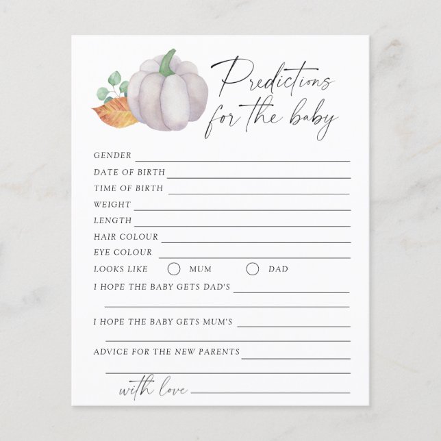 White pumpkin - Baby predictions and advice  (Front)