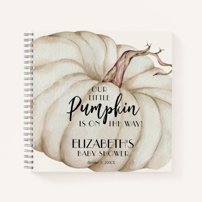 White Pumpkin Baby Shower Guest Book (Front)