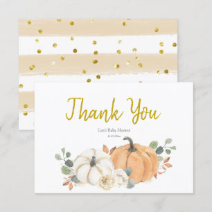 White Pumpkin Baby Shower Thank You Card
