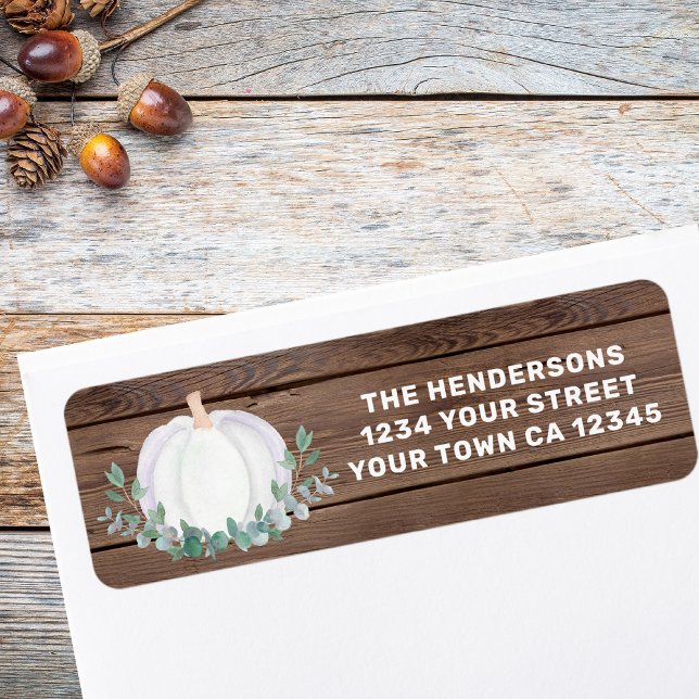 White Pumpkin Barn Wood Return Address  Label (Creator Uploaded)