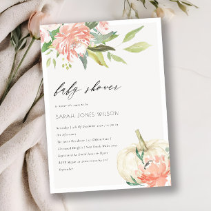 White Pumpkin Blush Floral Baby Shower Invite