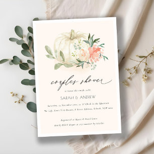 White Pumpkin Blush Floral Couples Shower Invite