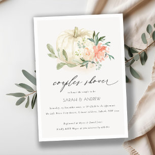 White Pumpkin Blush Floral Couples Shower Invite