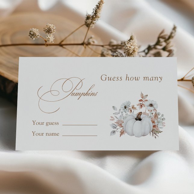 White Pumpkin Bridal Shower How Many Pumpkins Enclosure Card (Creator Uploaded)