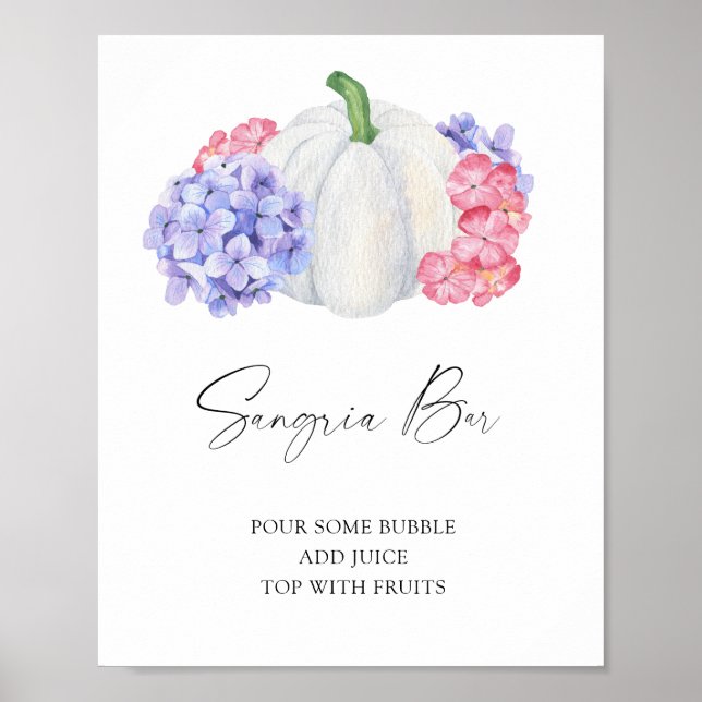 White pumpkin bridal shower - sangria bar poster (Front)