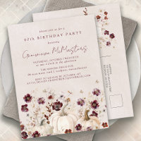 White Pumpkin Burgundy Wildflower 60th Birthday