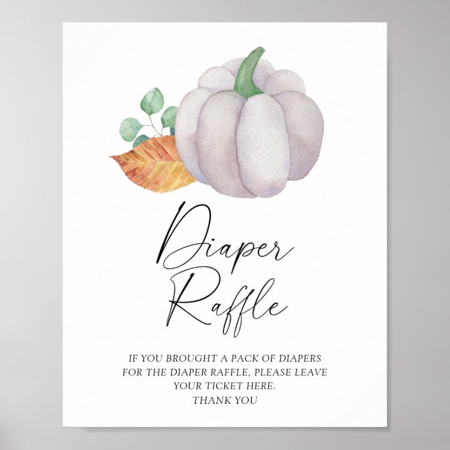 White pumpkin - diaper raffle poster (Front)