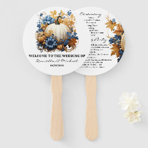 White Pumpkin Elegant Fall Garden Ceremony Program Hand Fan