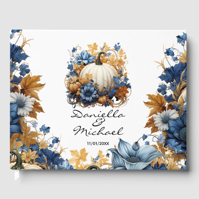 White Pumpkin Elegant Fall Garden Guest Book (Front)