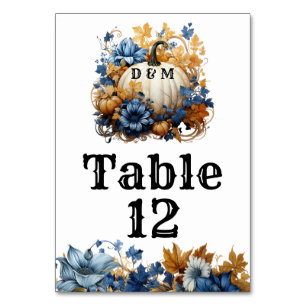 White Pumpkin Elegant Fall Garden Table Number