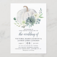 White Pumpkin Elegant Succulent Fall Chic Wedding