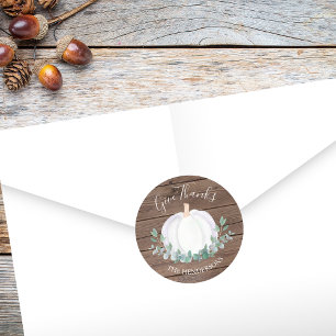 White Pumpkin Eucalyptus Barn Wood Classic Round Sticker