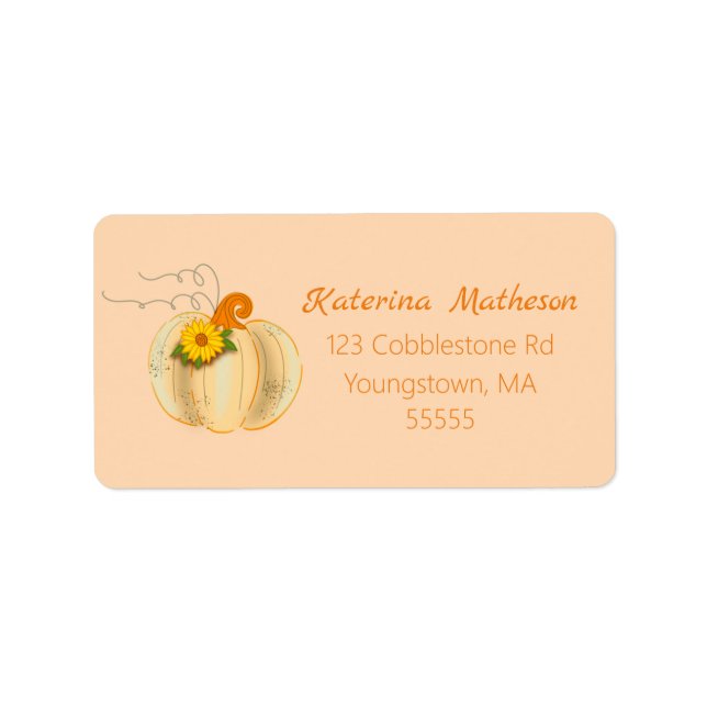 White Pumpkin Fall Address Labels Return Labels (Front)