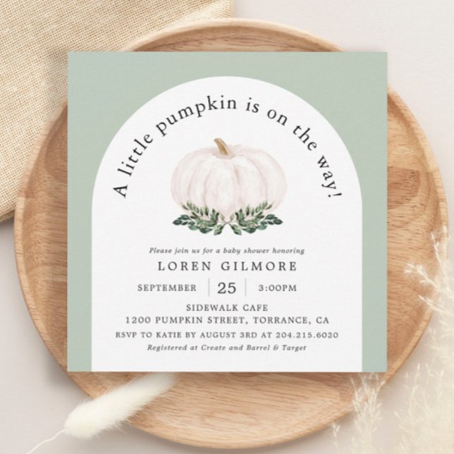 White Pumpkin Fall Baby Shower Arch Invitation (Creator Uploaded)