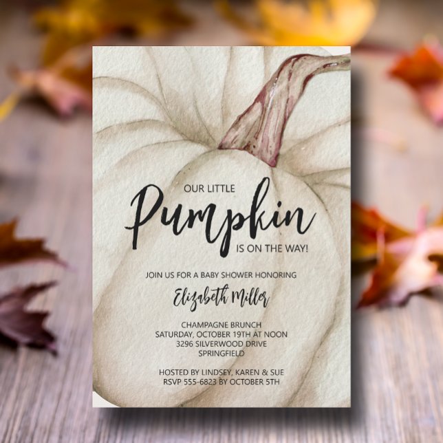 White Pumpkin Fall Baby Shower Invitation (Creator Uploaded)